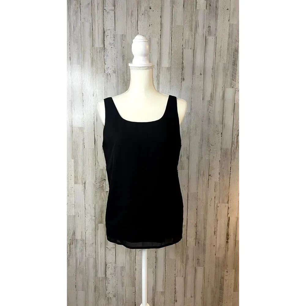 Adrianna Papell Women's Medium Black Sleeveless Tank‎ Top Evening Casual
